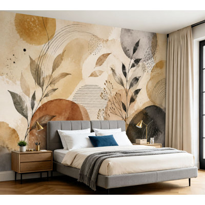 Papier peint adhésif à peler et coller Magnifique feuille de palmier floral sans soudure de formes abstraites Abstrait auto-adhésif amovible en papier contact mural pour le salon Chambre à coucher H 100 po x l 144 po