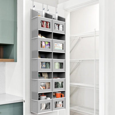 Organisateur de porte très résistant 10 poches, capacité de rangement de 80 lb avec 5 poches de fenêtre transparentes, organisateur de porte pour garde-manger, placard, salle de bain, dortoir, chambre de bébé
