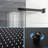 Oil-Rubbed Bronze Shower System - Waterfall Tub Spout, 12" Square Rainfall Head, Handheld, -Balanced, With Spout 12 Inch Oil Rubber Bronze, -Balanced Valve-127676752