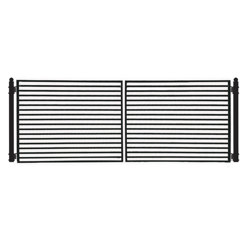 Milan Style Black Steel Dual Swing Driveway Gate with Opener