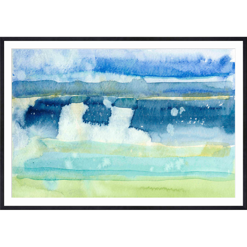 «Gulf Shore I» par Alicia Ludwig - peinture encadrée, Noir, H 12 po x l 12 po