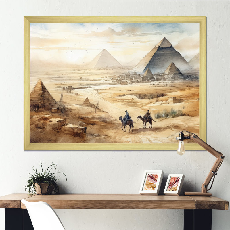 Camel Ride Through the Desert II - reproduction, H 30 po x l 40 po x P 1,5 po, Encadrement doré