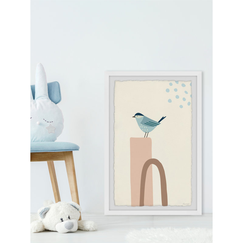 Adar, oiseau sur pilier, reproduction encadrée, H 12 po x l 8 po x P 1,5 po