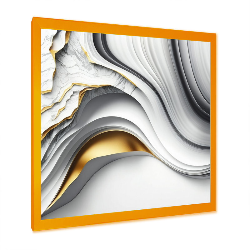 «Abstract Geode Waves Grey I», reproduction sur toile, Impression dorée sur toile encadrée, H 30 po x l 30 po x P 1 po