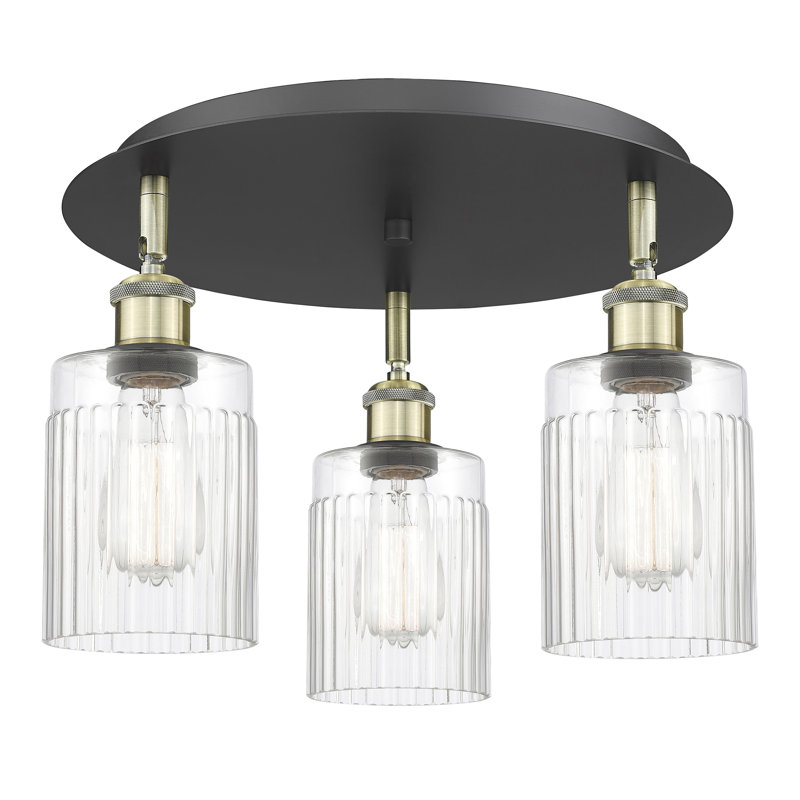 Bethy Glass Flush Mount, Clear, Black Antique Brass