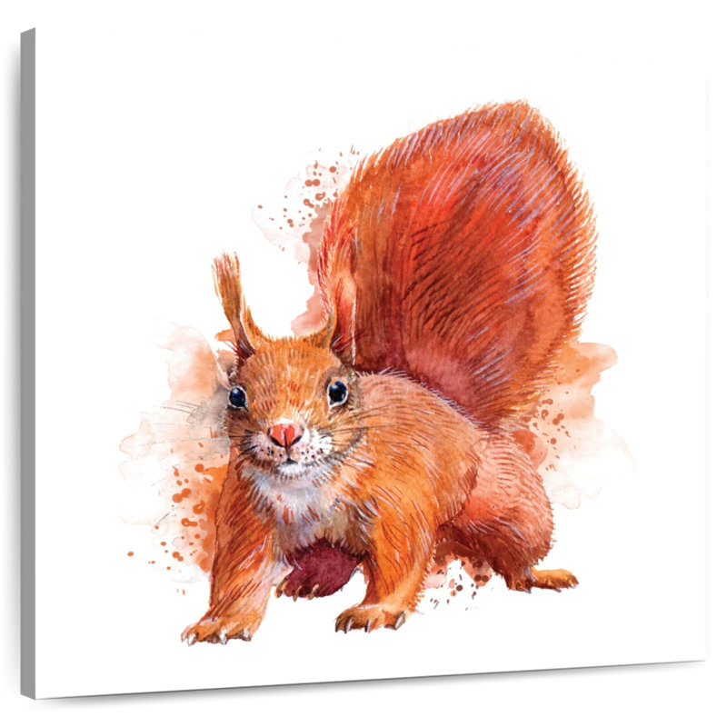 Squirrel Watercolor, 10" H x 10" W
