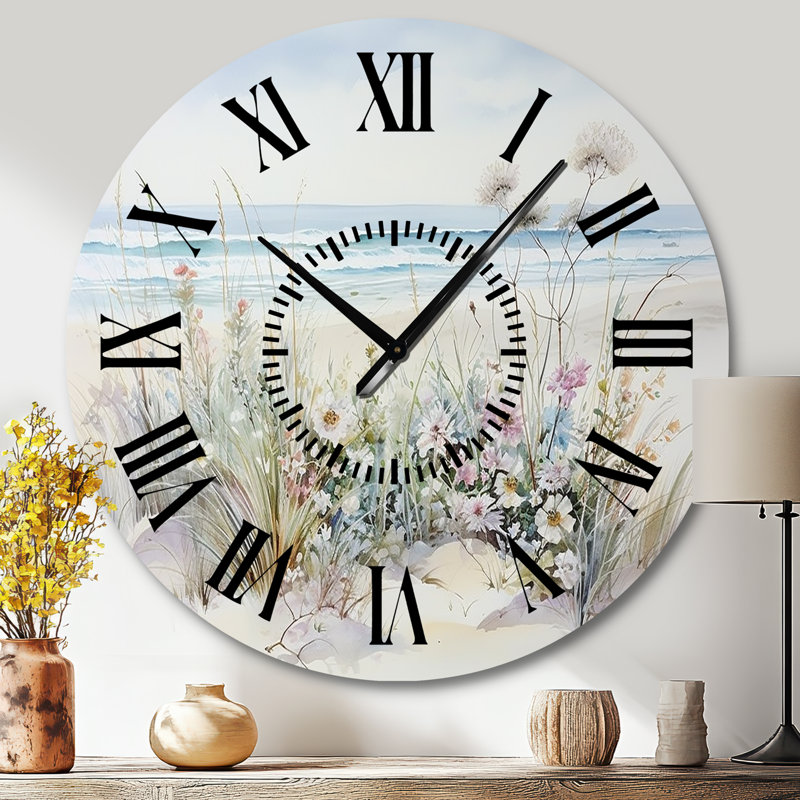 Horloge murale Wildflowers On The Beach - Wildflowers, Grand