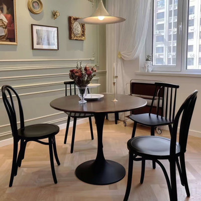 31.5'' Round Dining Table Modern Mdf Top Steel Base Tulip Mid Century