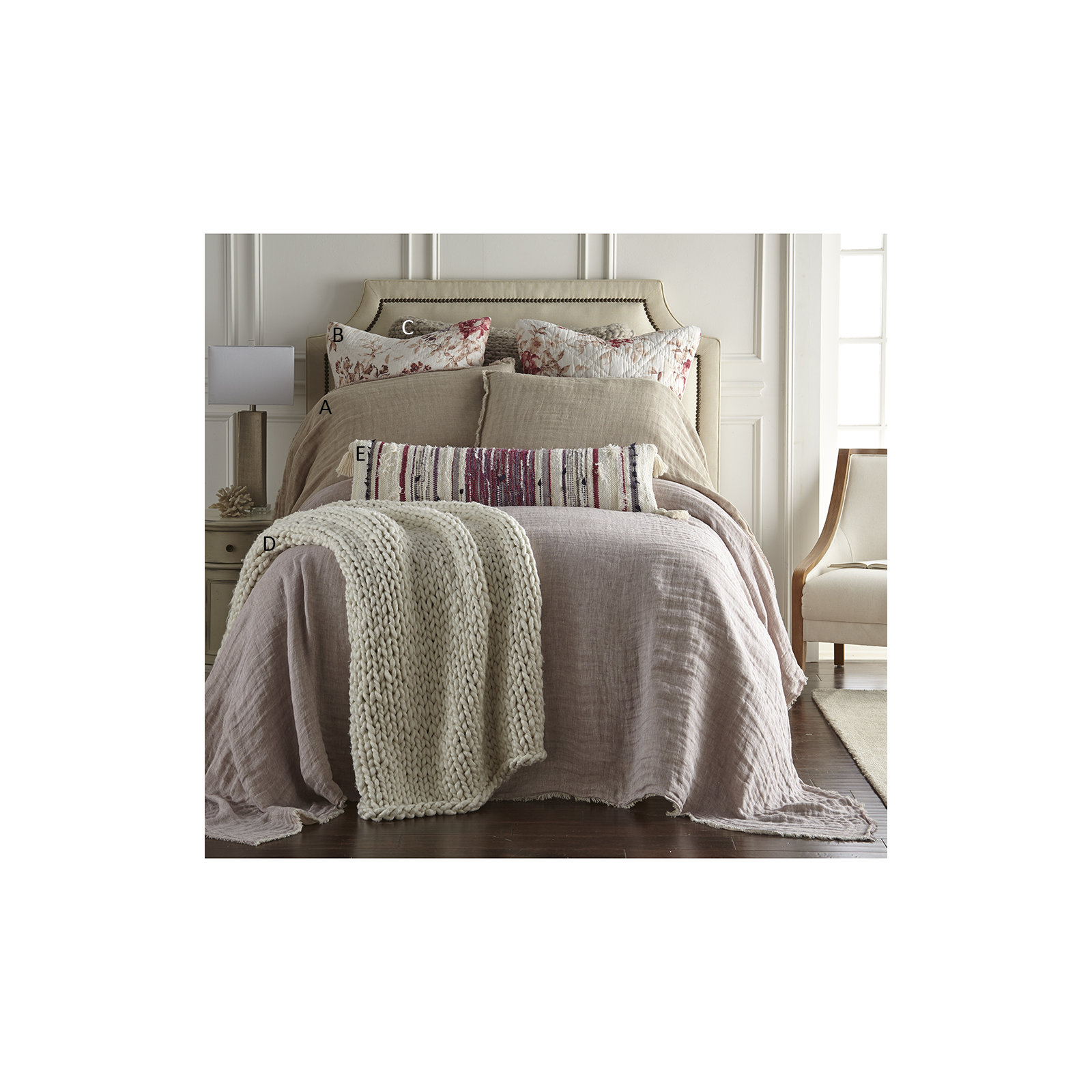 Artis Linen Percale Coverlet Set, King Converlet + 2 Shams