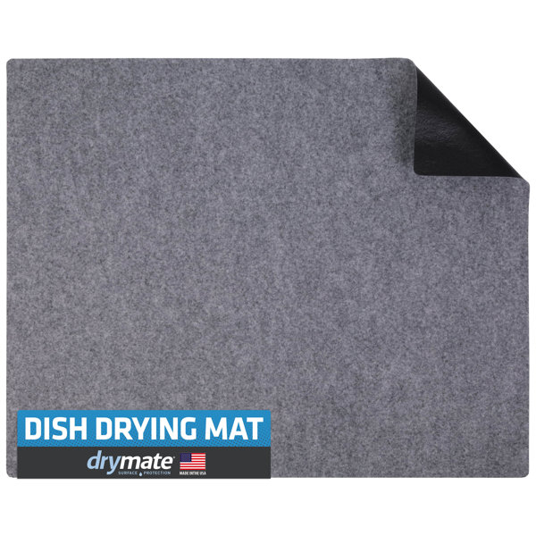 Dish Drying Mat for Kitchen Counter 23 x 18 inch XXL Silicone Drying Mat  Countertop Heat Resistant Trivets Washable Rubber Drying Rack for Dishes  Gray