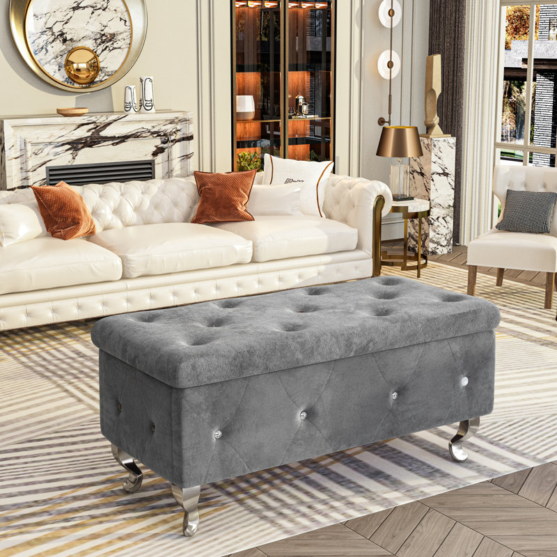 Banc de rangement avec repose-pieds 37,4 pouces, repose-pieds repose-pieds, banc de bout de lit, coffre de rangement, charge 330 lb, pour le salon, la chambre à coucher, le vestibule
