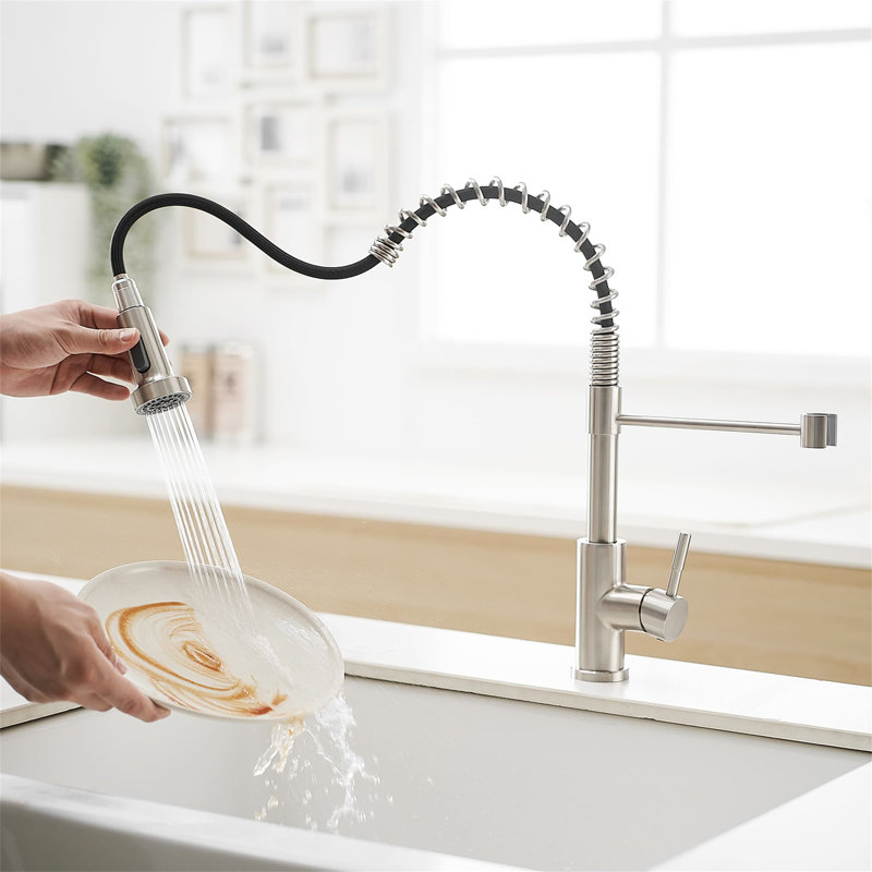 Single Hole Kitchen Faucet With Pull Out Sprayer Single Handle Kitchen Sink Faucets Commercial High Arc Stainless Steel Kitchen Basin Taps
