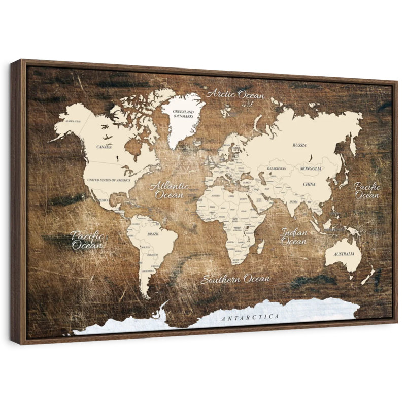 Carte rétro sur bois Aliaz, H 9 po x l 13 po