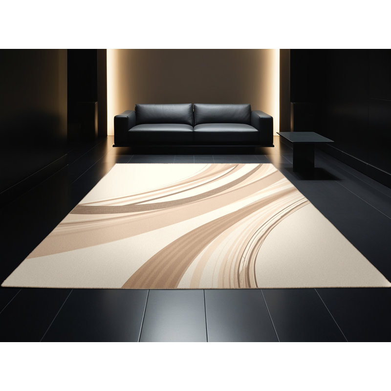 Tapis beige lavable à la machine minimaliste Wynsum, 5x8
