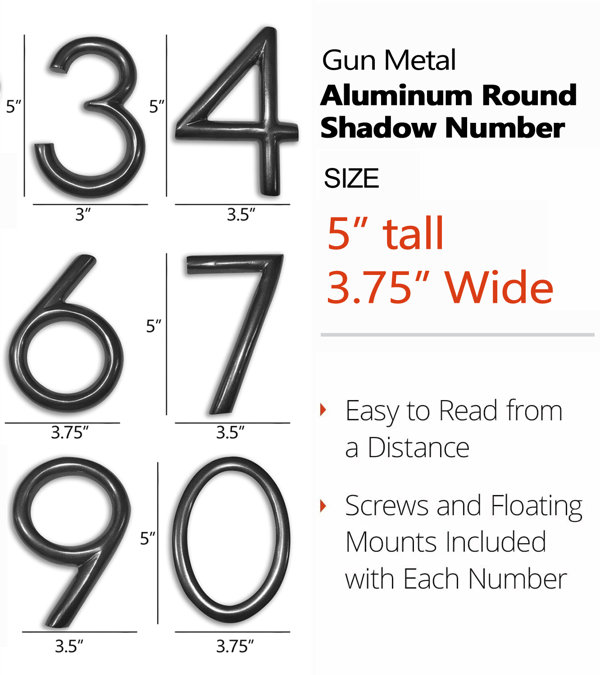 3.75 Reflective Mailbox Numbers/Letters (White Text, Black Background)