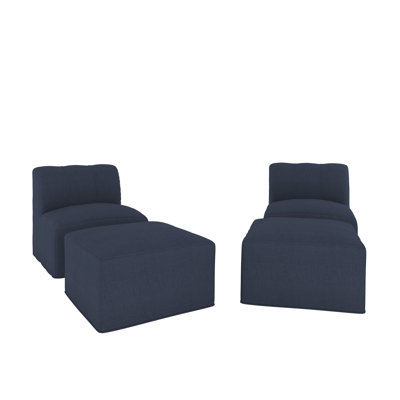 Praia Sunbrella® Outdoor Lounge Chairs with Ottomans (Set of 2)