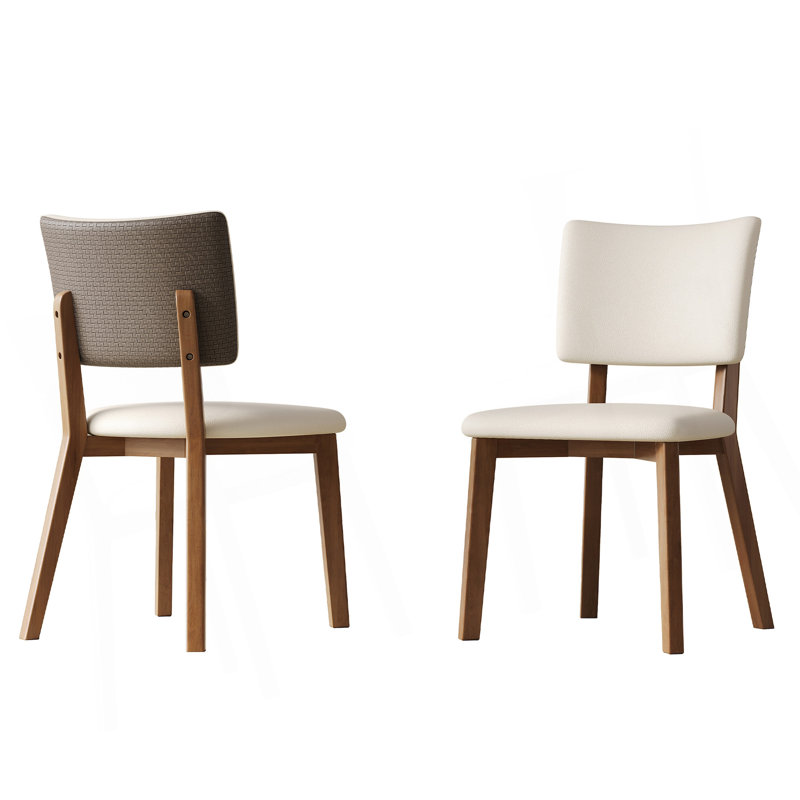 Ensemble de chaises de salle à manger en bois massif de 2 pièces, chaise de salle à manger à pieds en bois de style médiéval moderne, convenant à la salle à manger, à la cuisine et au salon, confortable et durable (blanc et noyer)
