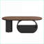 Table basse ovale en métal noir pour le salon, rangement peu encombrant et amp; Assemblage facile