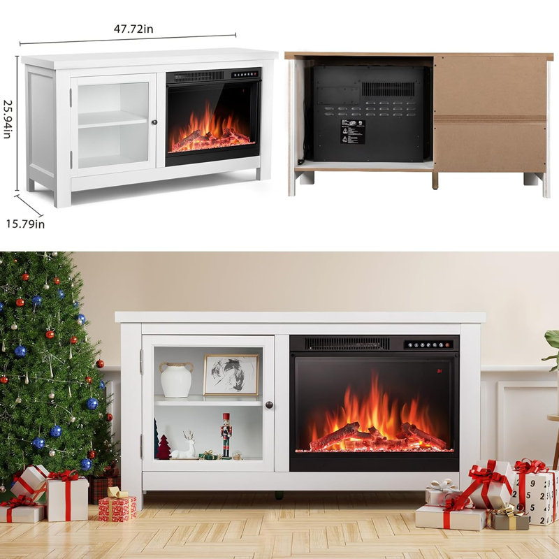 Bjorn 48" Entertainment Center Fireplace Console Cabinet With Remote Control,Timer & Adjustable Led Flame