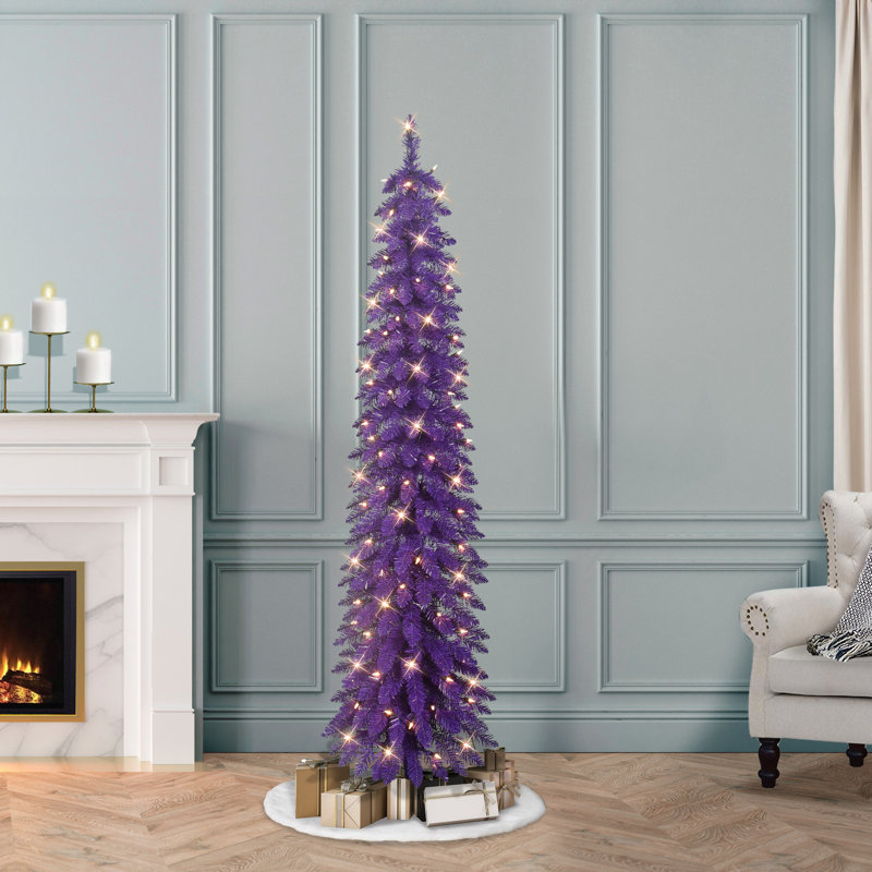 Arbre à crayons mauve artificiel 6 pi pré-éclairé