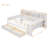 Wooden Full Size Daybed With Storage Shelves, Multi-Functional Bed With Two Storage Drawers And  Study Desk, Antique White