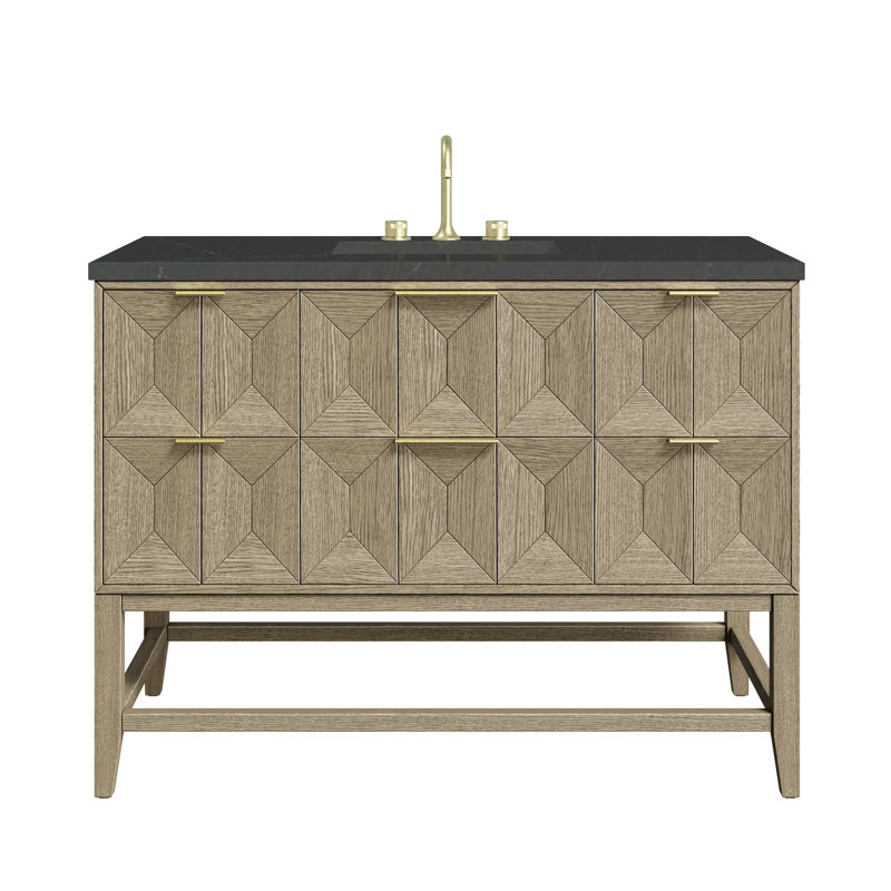 Emmeline 48'' Single Bathroom Vanity with Top, Charcoal Soapstone, 8" Widespread