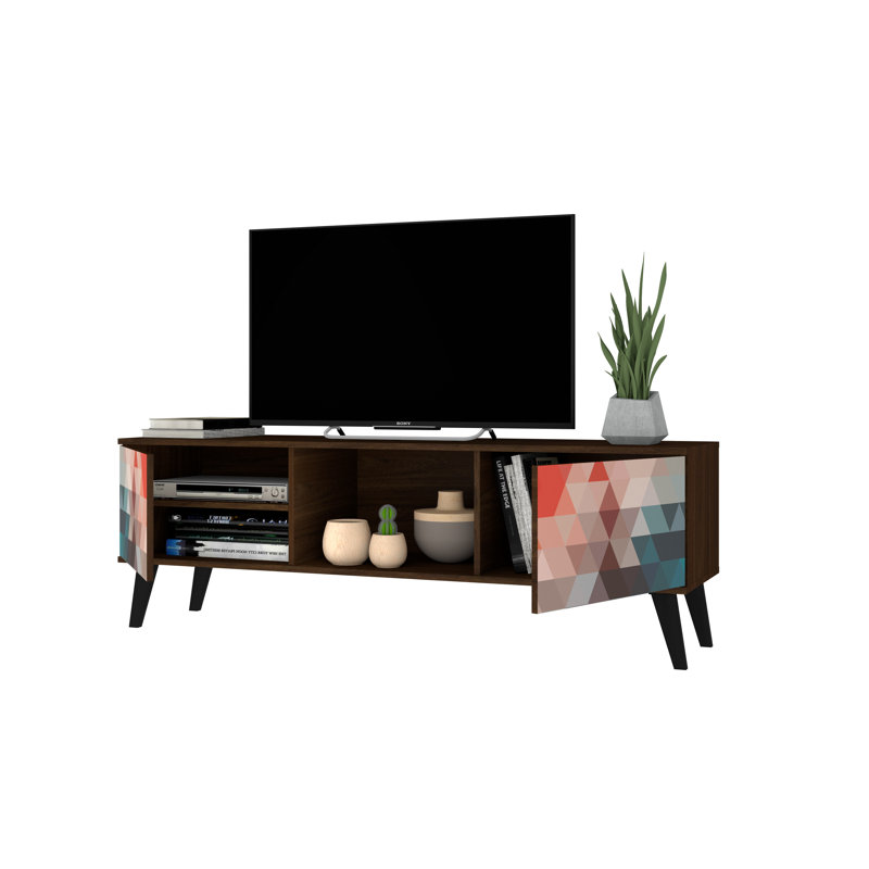 Doyers TV Stand for TVs up to 78", Multi Color Red and Blue