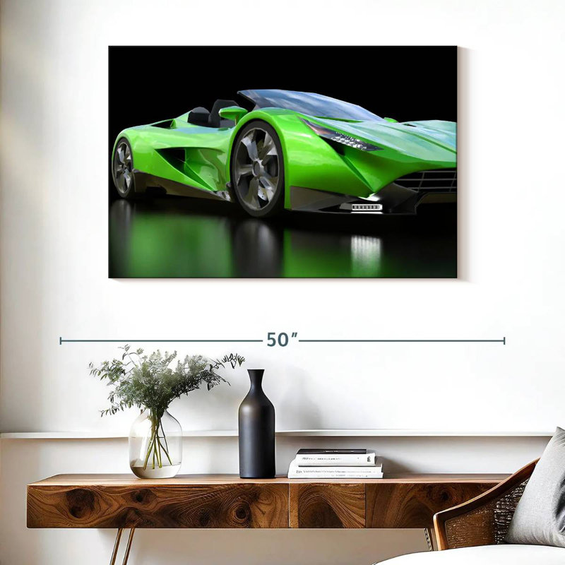 Voiture de sport verte Mehar, H 26 po x l 39 po