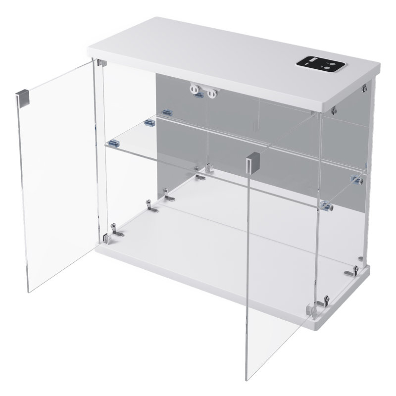Mini vitrine l 15,7 po avec lumière DEL, vitrine transparente Gless , Blanc