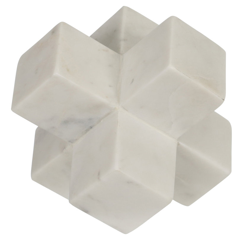 Sculpture en marbre fait à la main l 6,5 po Ferdi, Blanc