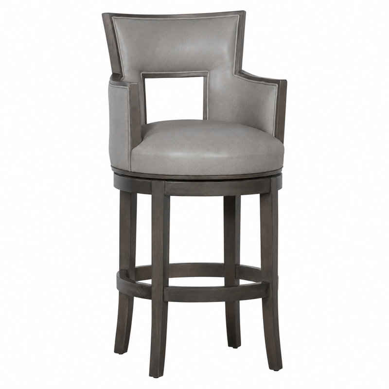 Sidecar Upholstered Stool with Solid Wood Frame, Bar Stool (30" Seat Height), Montego Bay, Smoke (9508 63)