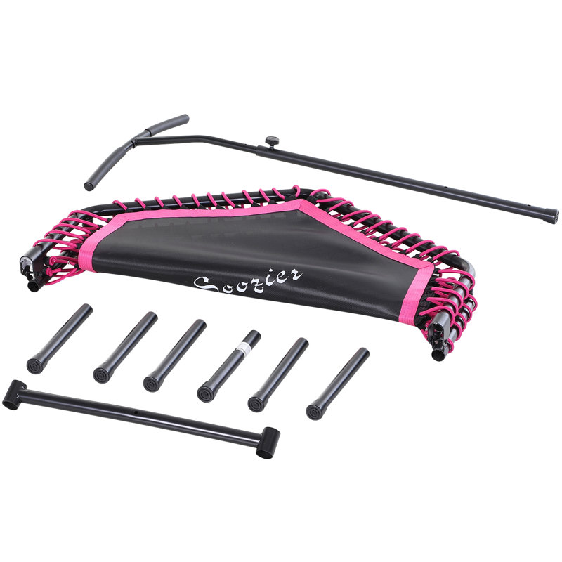 Soozier 4' Foldable Hexagon Indoor Fitness Trampoline with Handlebar, Pink