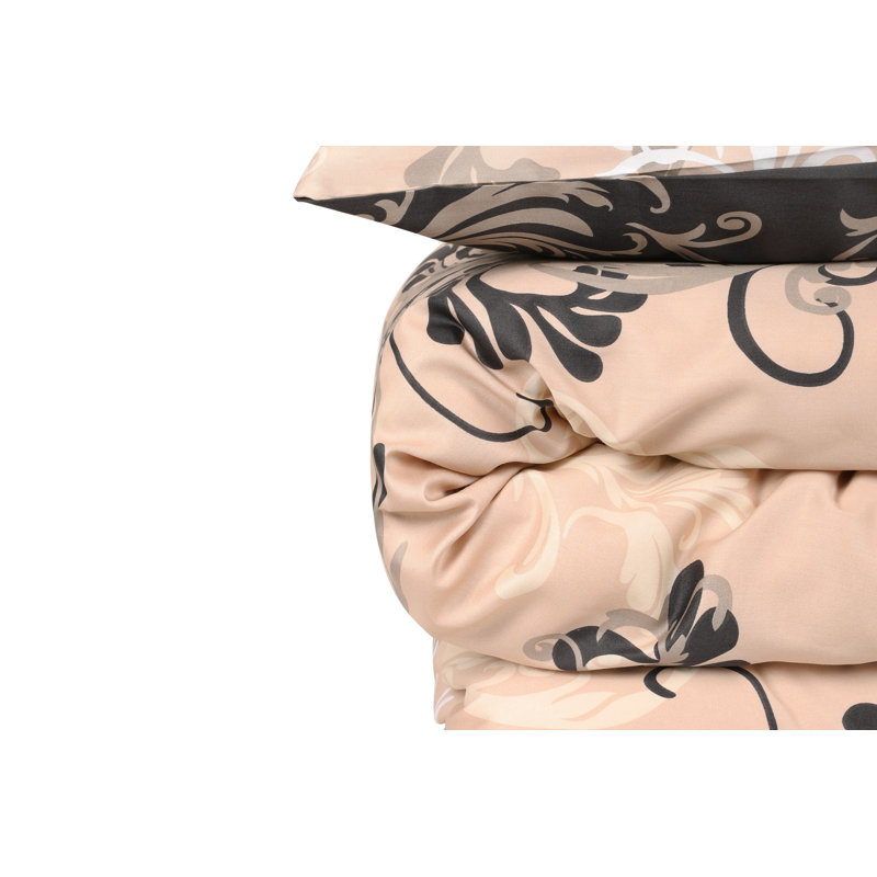 Satin Floral Duvet Cover, Queen Duvet Cover + 2 Shams
