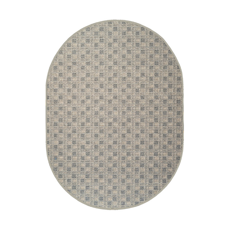 Abstract Indoor/Outdoor Commercial Color Rug - Beige, Pet Friendly Rug, Oval 7' x 9'