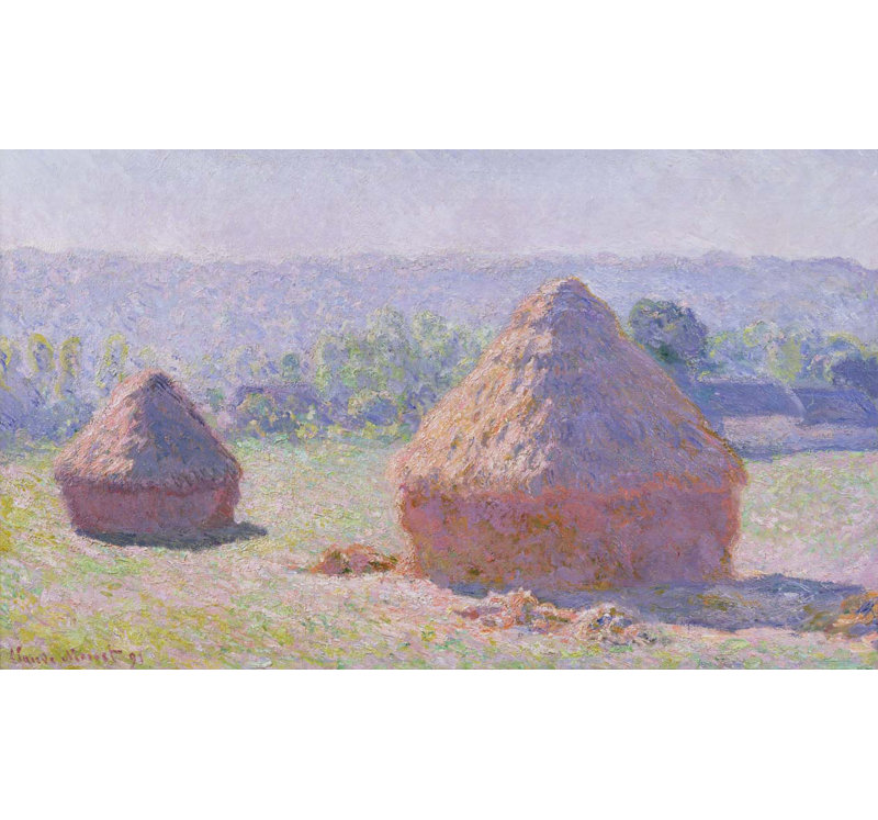 Adhésif mural Monet The Haystacks (1891), H 42,5 po x l 72 po