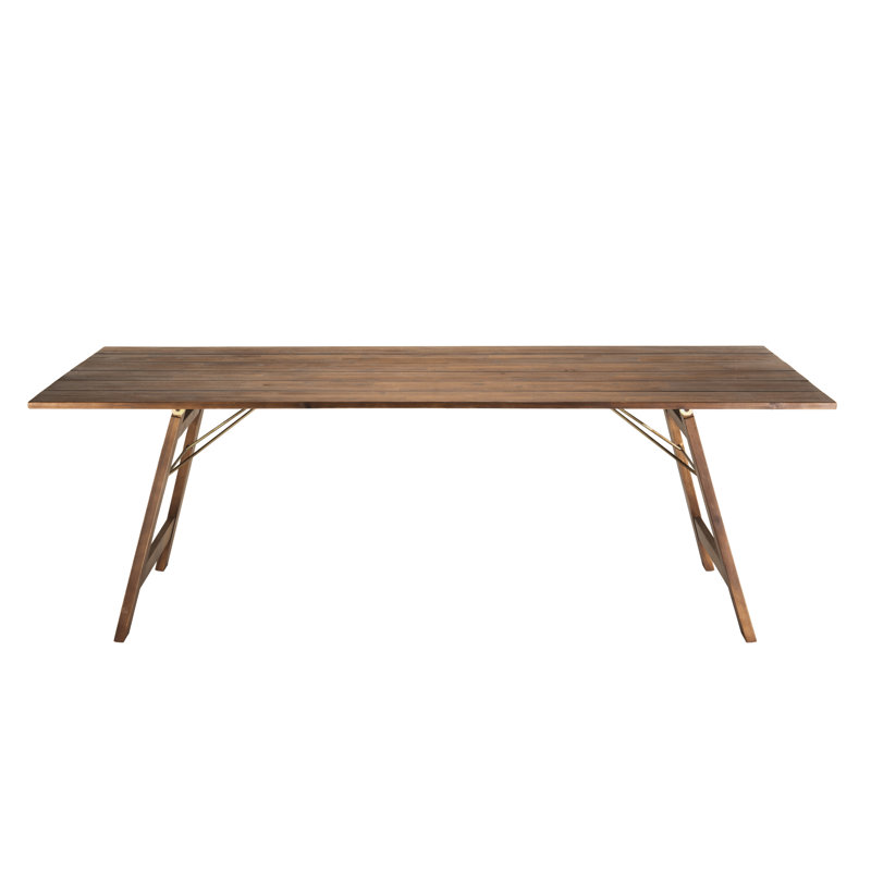Rectangular Acacia Solid Wood Outdoor Dining Table - 220 cm W 90 cm D
