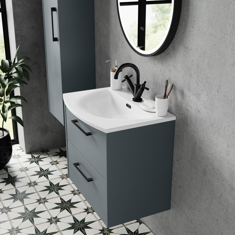 Juno Single Bathroom Vanity with Vitreous China Basin, Coastal Grey
