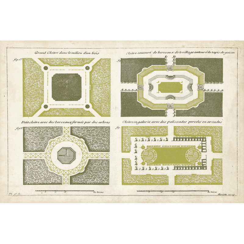 European Garden Design I by DeZallier D'Argenville - Wrapped Canvas Painting, 30cm H x 46cm W x 3.8cm D