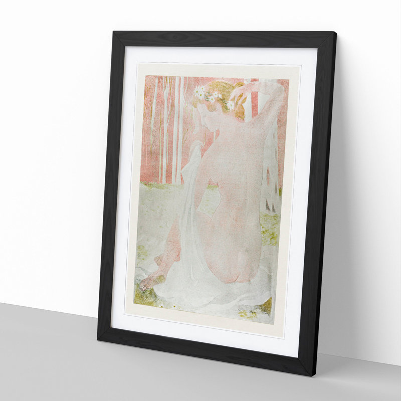 Nymph Crowned with Daisies by Maurice Denis - Framed Print, 48cm H x 36cm W x 2cm D, Black Framed