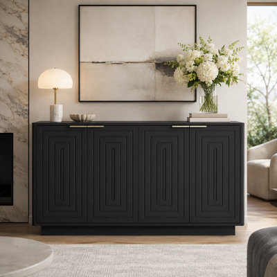 Olmsted Sideboard Cabinet with Metal Handles and Adjustable Shelves, Fluted