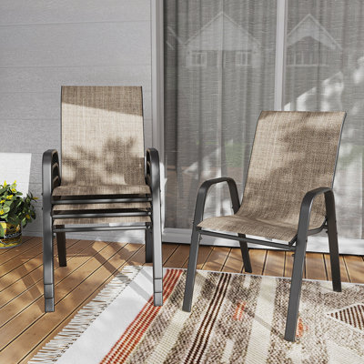Ensemble de salle à manger d'extérieur 5 pièces avec table à grain de bois rétro, trou pour parasol et 4 chaises pliantes ergonomiques, capacité de 350 lb, tissu Textilene imperméable pour une utilisation toutes saisons