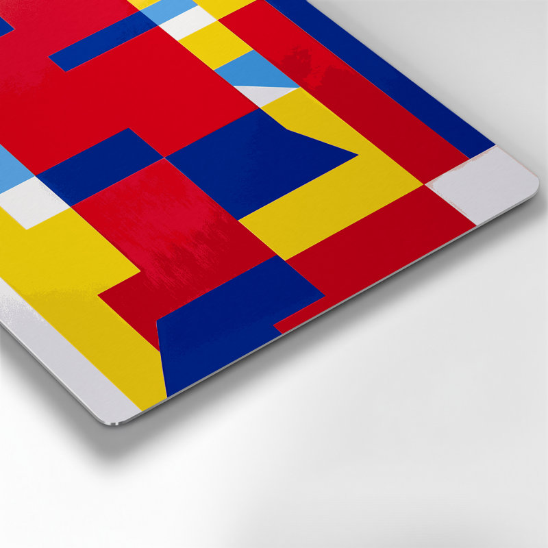 Hard Edge 1, art mural en métal rouge, H 16 po x l 20 po