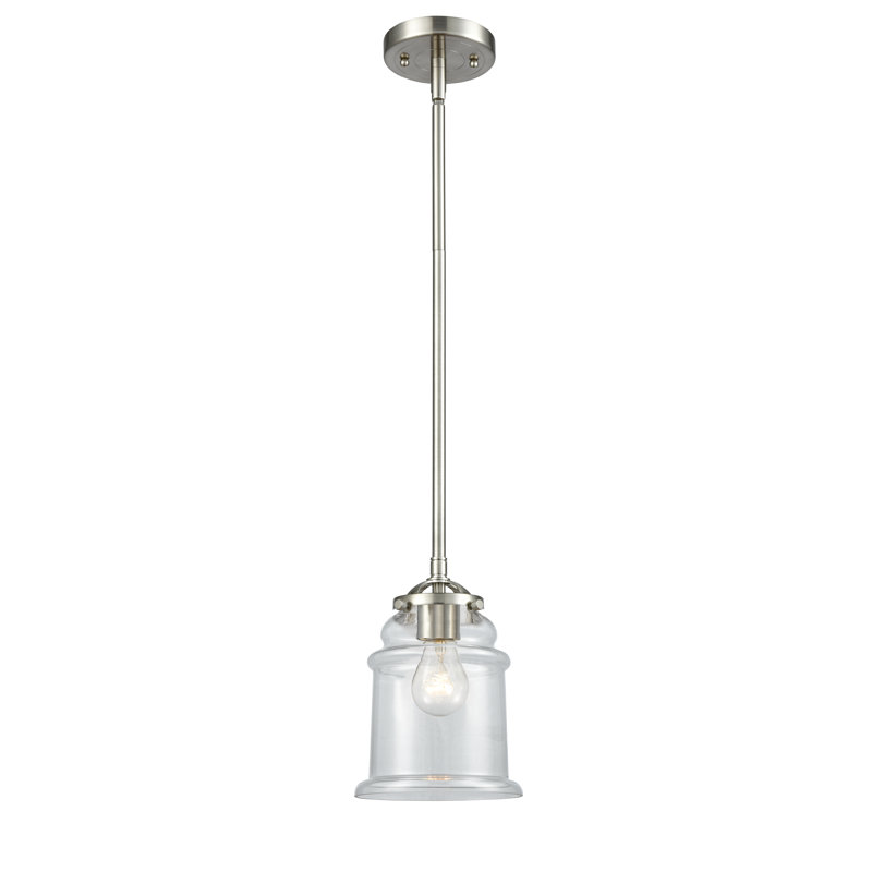 Luminaire suspendu conique à 1 lumière Alexandira, Transparent, Nickel satiné brossé, Ampoule non incluse
