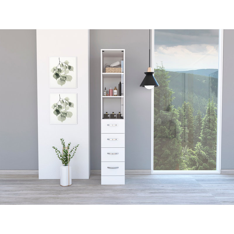 Armoire à linge, trois tablettes, quatre tiroirs