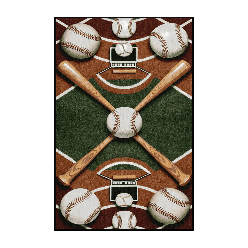  Washable Baseball Sports Area Rug, Rectangle 4pi x 6 pi