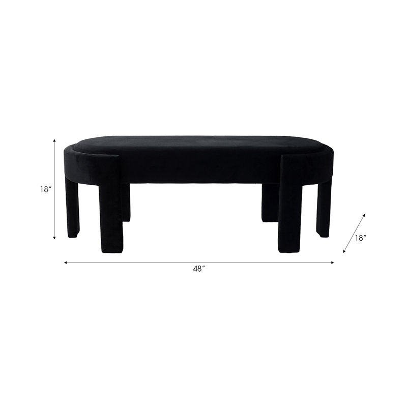 Sagebrook Home 48" Aberdeen Black Velvet Bench
