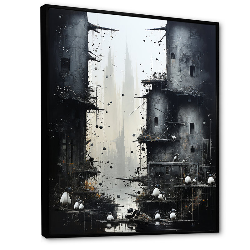 Art urbain sur toile, impression de paysage urbain gothique urbain, Cadre flottant noir, H 40 po x l 30 po x P 1,5 po