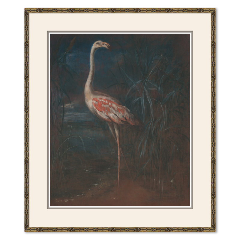 Flamant rose élégant - Peinture encadrée sur papier