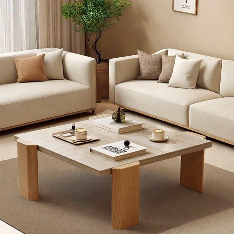Minimalist and niche design coffee table, Burlywood, 14.96" H x 39.37" L x 39.37" W