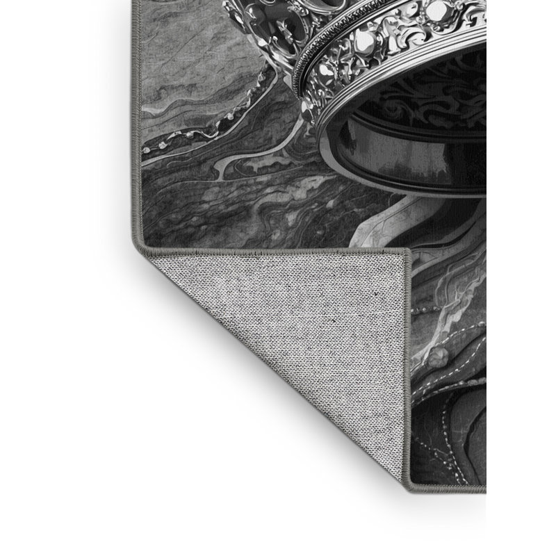 Tapis gris ornemental lavable à la machine Darwin, 4 x 2